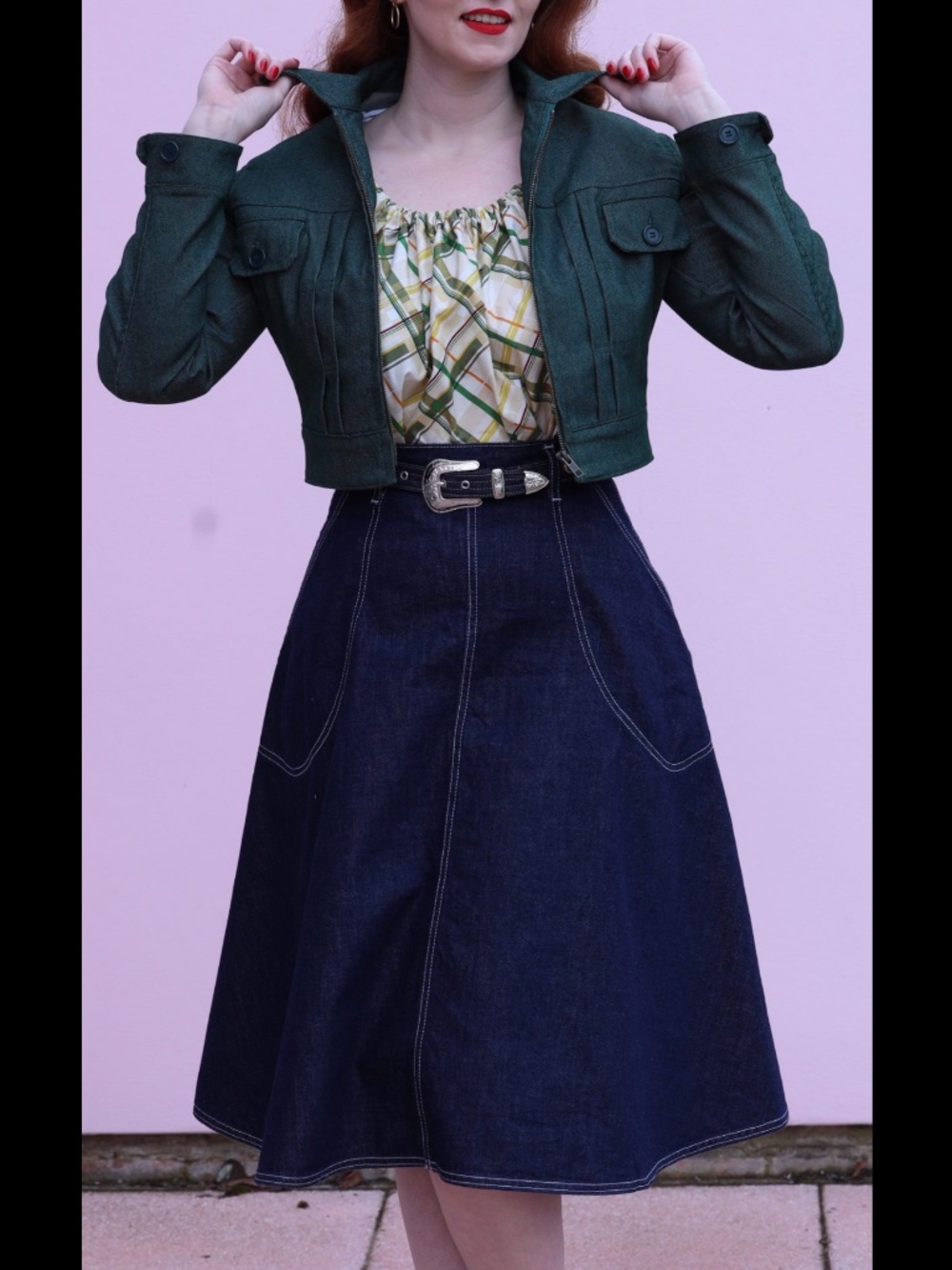 Freddies Of Pinewood Blue A-Line Denim Midi Skirt NWOT 30/W - Picture 3 of 11